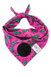 Dog Bandana Dinosaur - Pink - Customize by adding Interchangeable Velcro Embroidered Patches