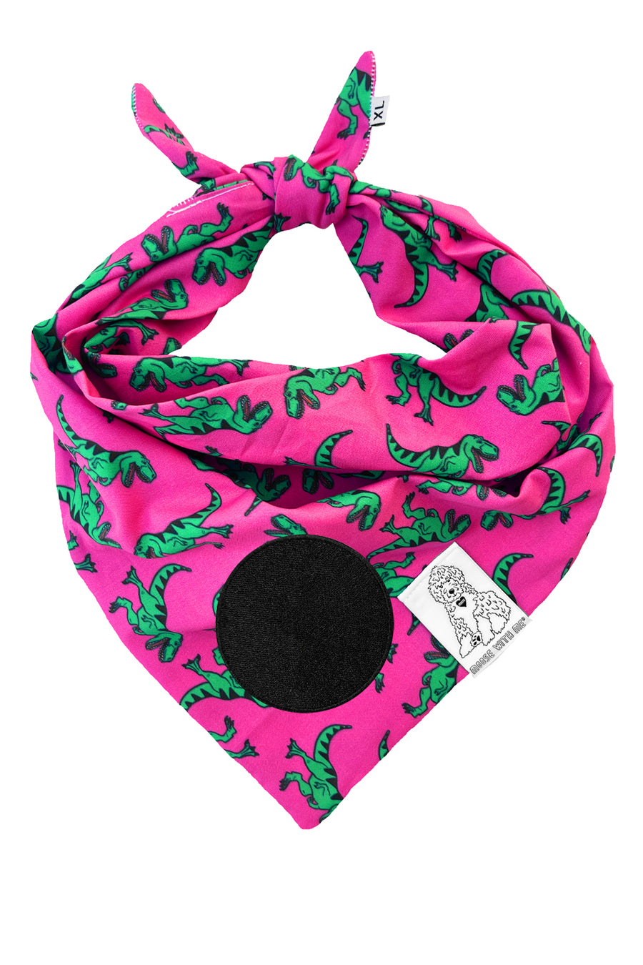 Dog Bandana Dinosaur - Pink - Customize by adding Interchangeable Velcro Embroidered Patches
