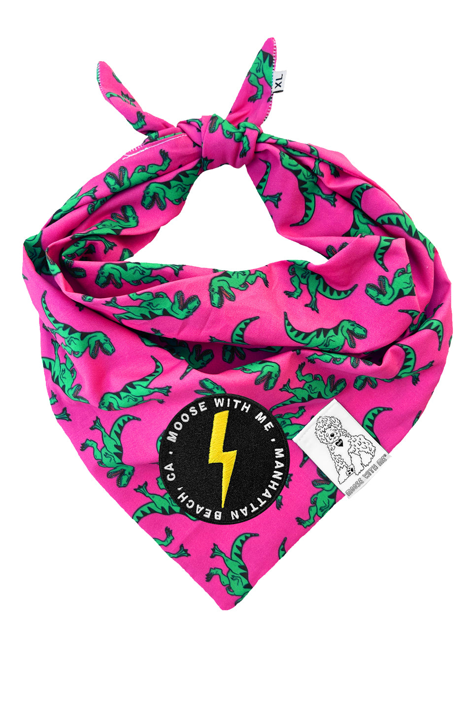 Dog Bandana Dinosaur - Pink - Customize by adding Interchangeable Velcro Embroidered Patches