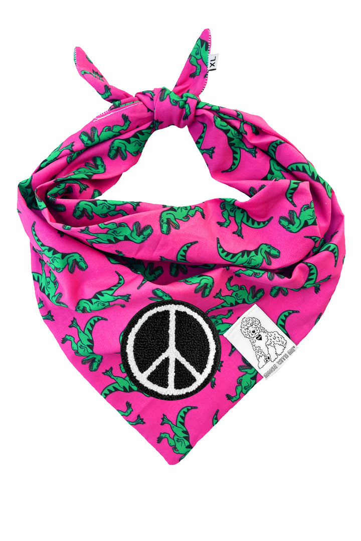Dog Bandana Dinosaur - Pink - Customize by adding Interchangeable Velcro Embroidered Patches