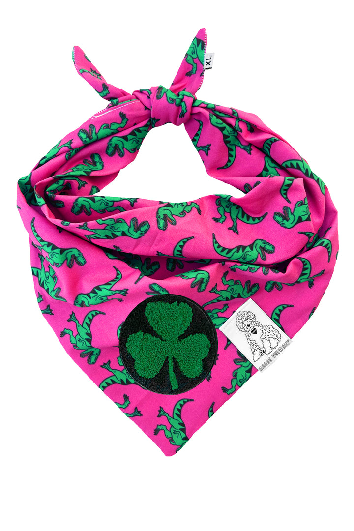 Dog Bandana Dinosaur - Pink - Customize by adding Interchangeable Velcro Embroidered Patches
