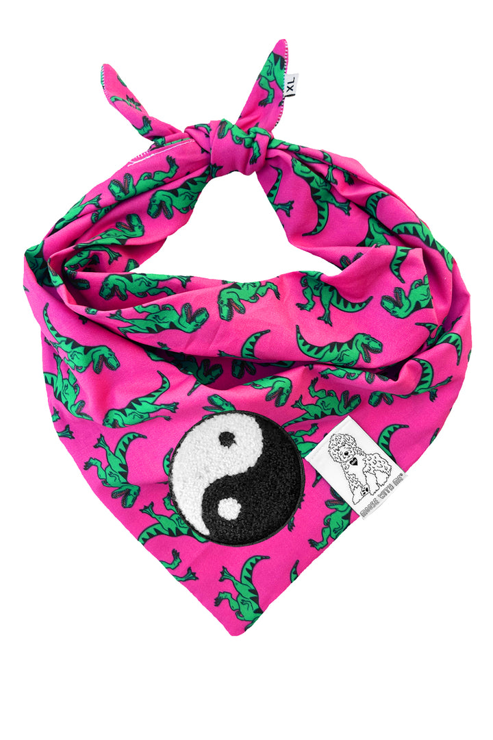 Dog Bandana Dinosaur - Pink - Customize by adding Interchangeable Velcro Embroidered Patches