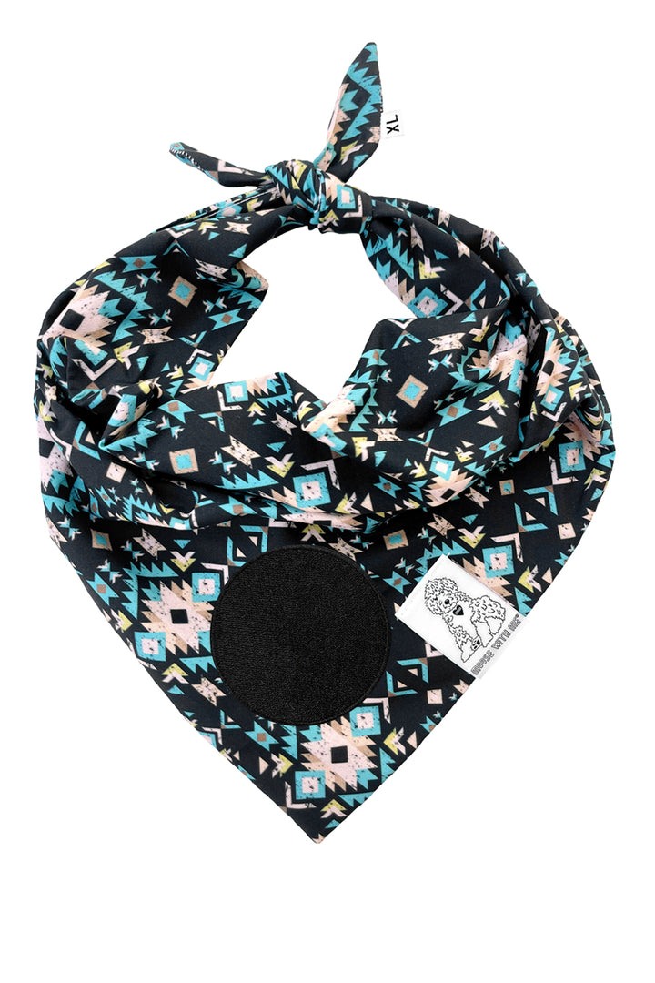 Dog Bandana Navajo - Black - Customize by adding Interchangeable Velcro Embroidered Patches