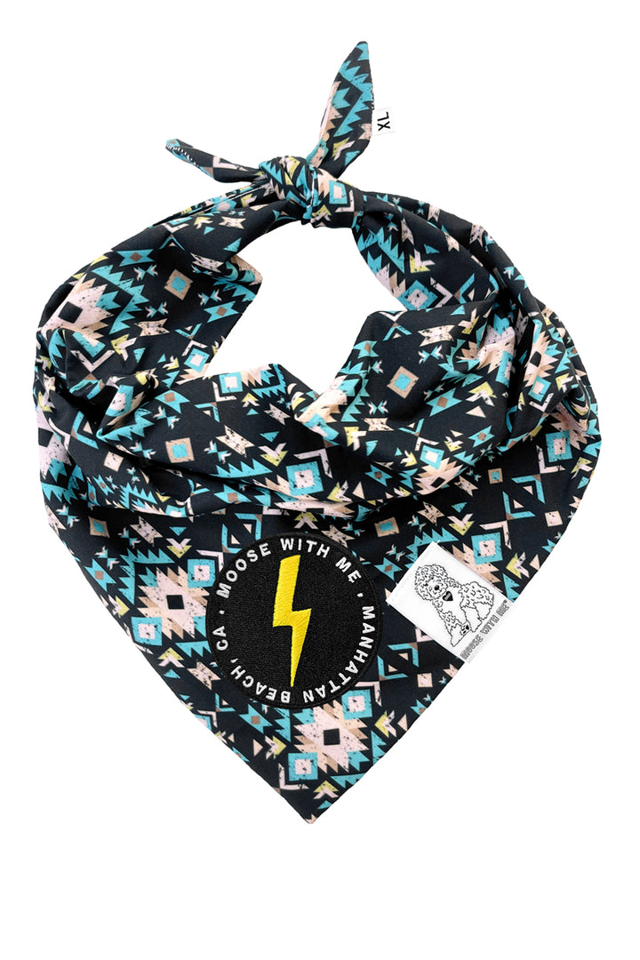 Dog Bandana Navajo - Black - Customize by adding Interchangeable Velcro Embroidered Patches