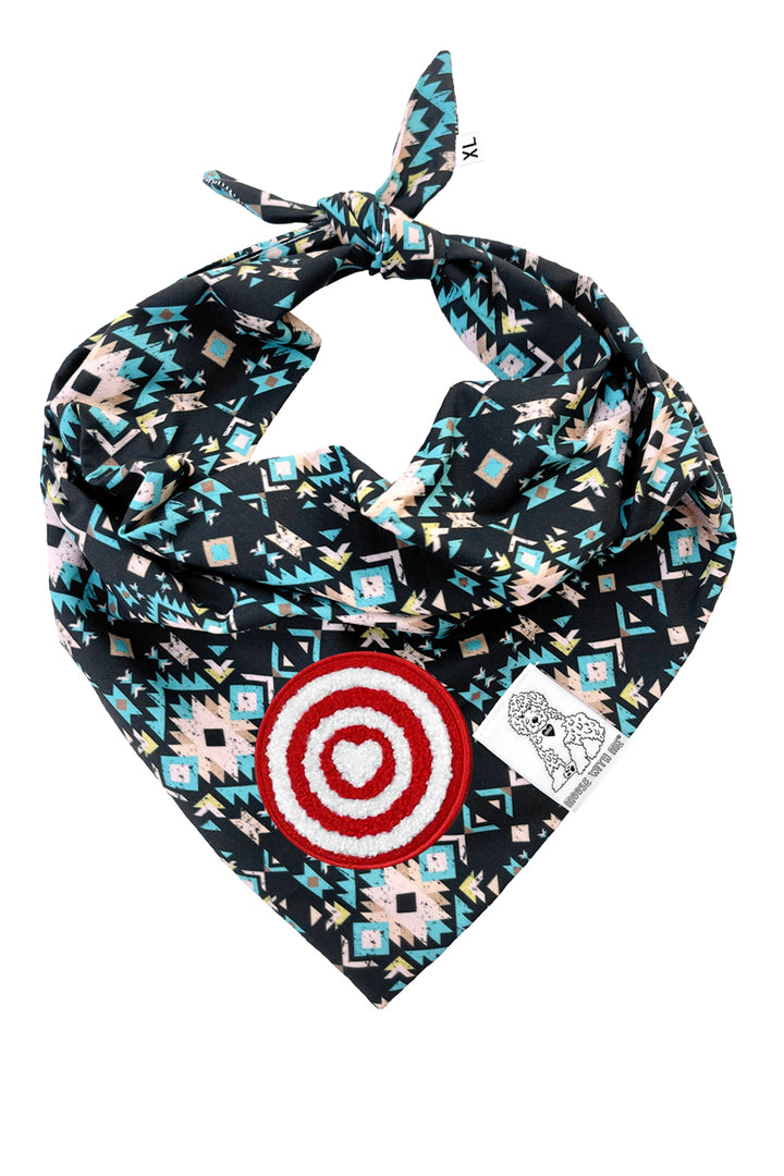 Dog Bandana Navajo - Black - Customize by adding Interchangeable Velcro Embroidered Patches