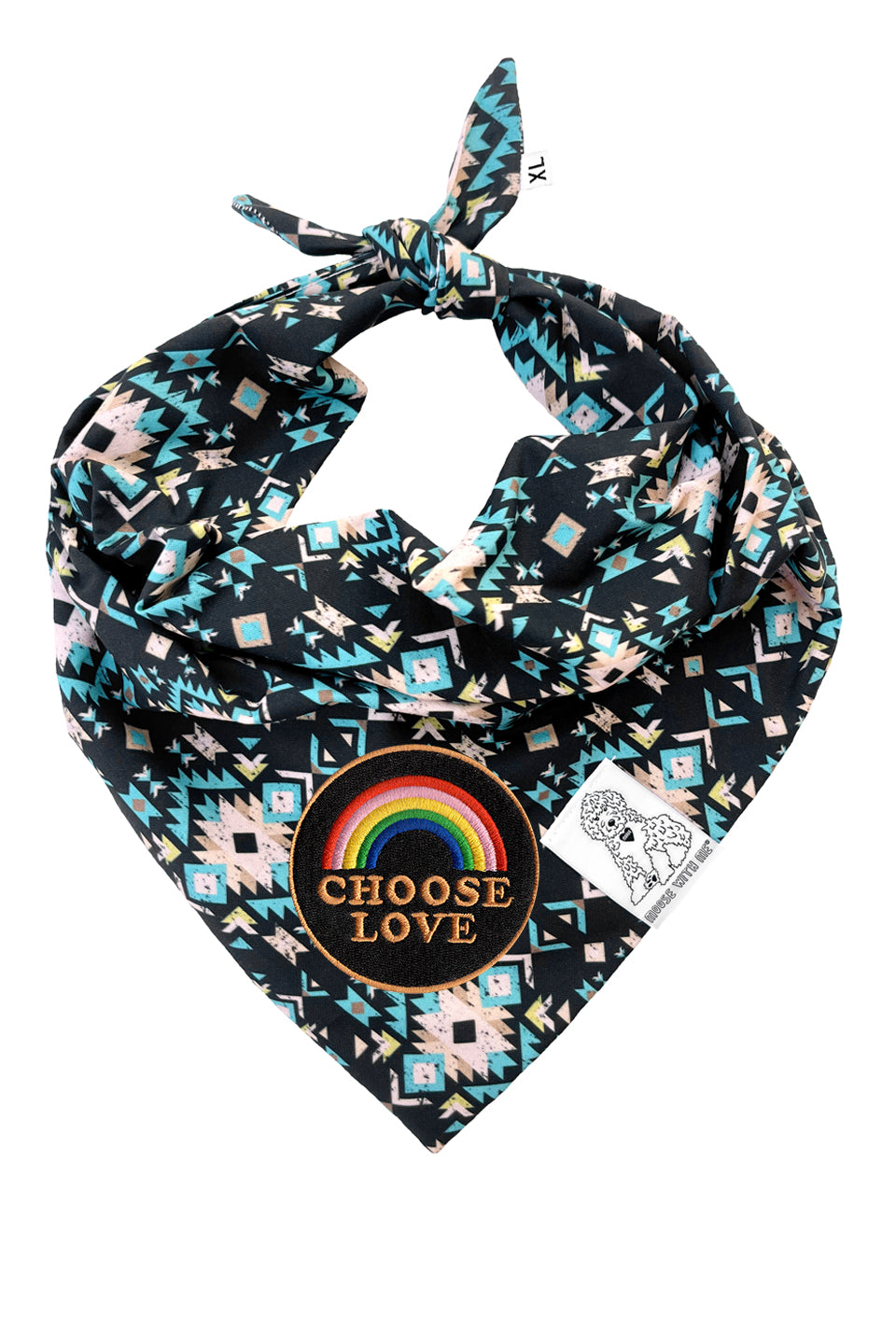 Dog Bandana Navajo - Black - Customize by adding Interchangeable Velcro Embroidered Patches