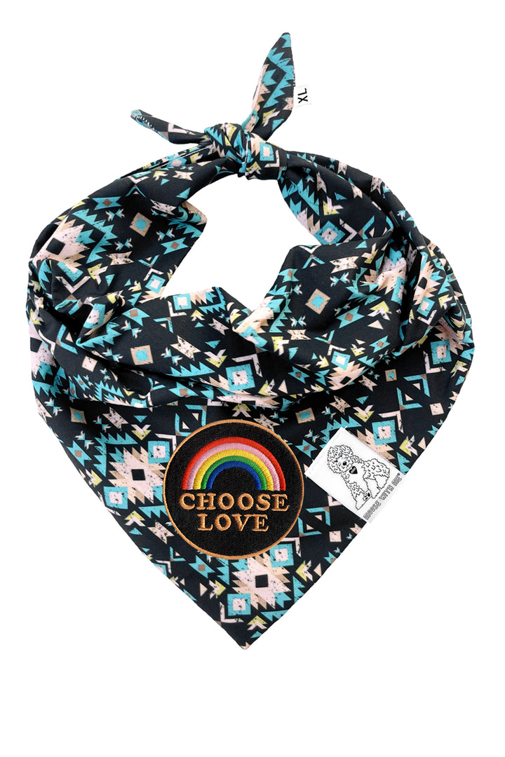 Dog Bandana Navajo - Black - Customize by adding Interchangeable Velcro Embroidered Patches