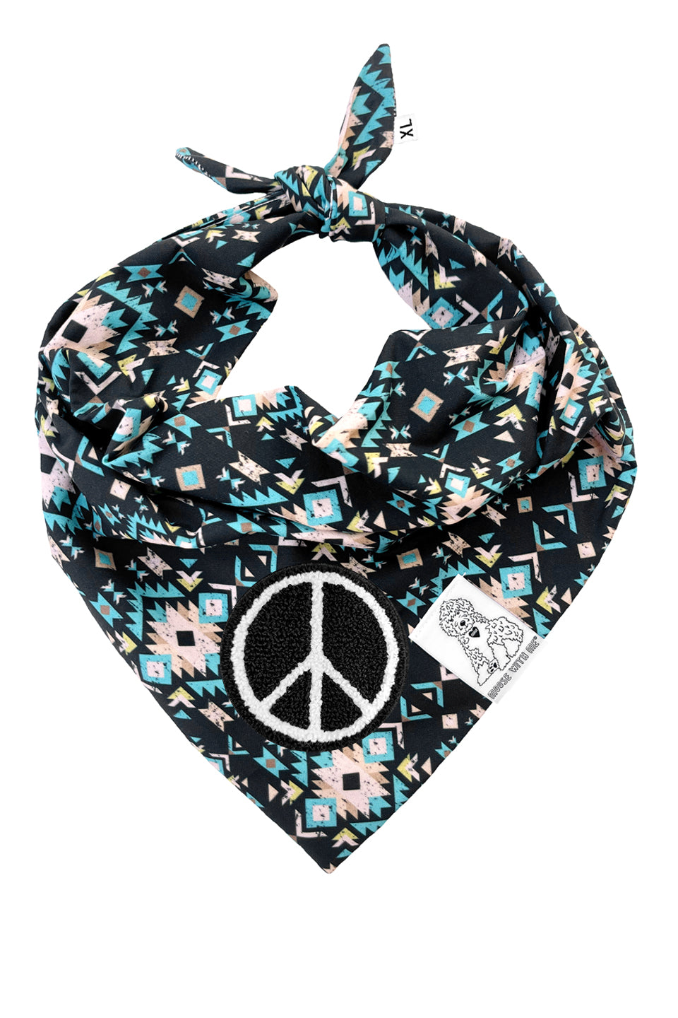 Dog Bandana Navajo - Black - Customize by adding Interchangeable Velcro Embroidered Patches