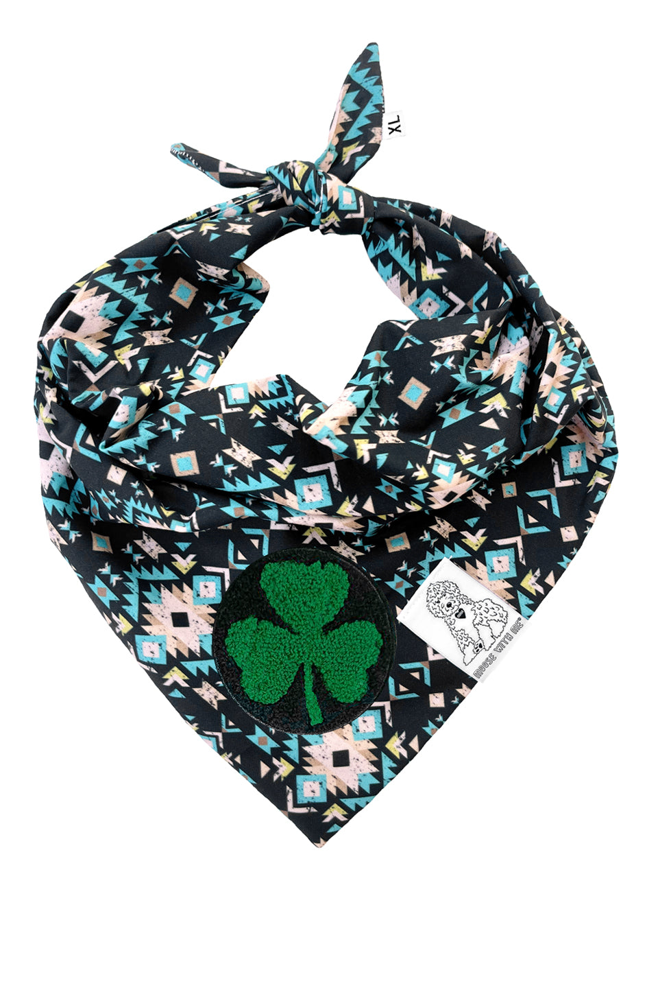 Dog Bandana Navajo - Black - Customize by adding Interchangeable Velcro Embroidered Patches