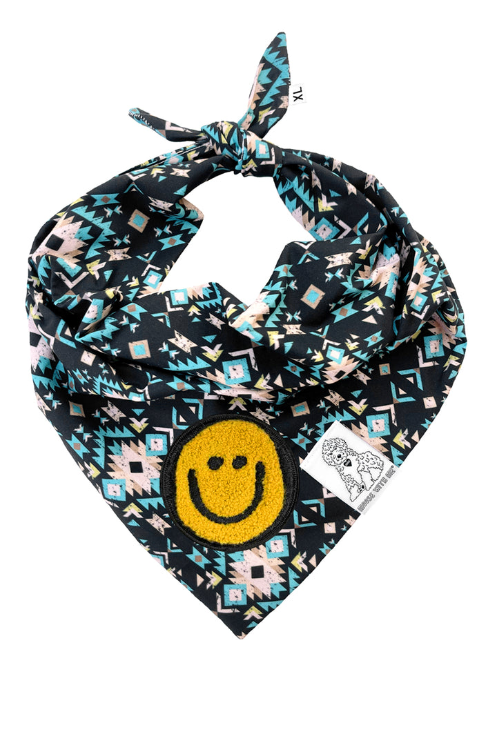 Dog Bandana Navajo - Black - Customize by adding Interchangeable Velcro Embroidered Patches