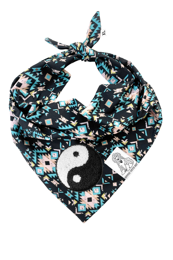 Dog Bandana Navajo - Black - Customize by adding Interchangeable Velcro Embroidered Patches