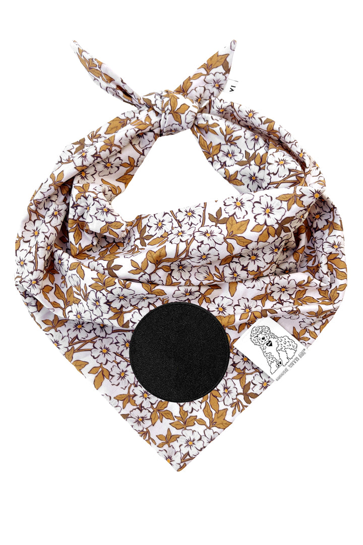 Dog Bandana Floral - Cream - Customize by adding Interchangeable Velcro Embroidered Patches
