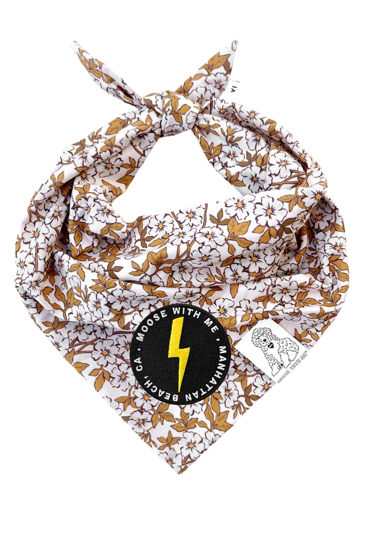 Dog Bandana Floral - Cream - Customize by adding Interchangeable Velcro Embroidered Patches