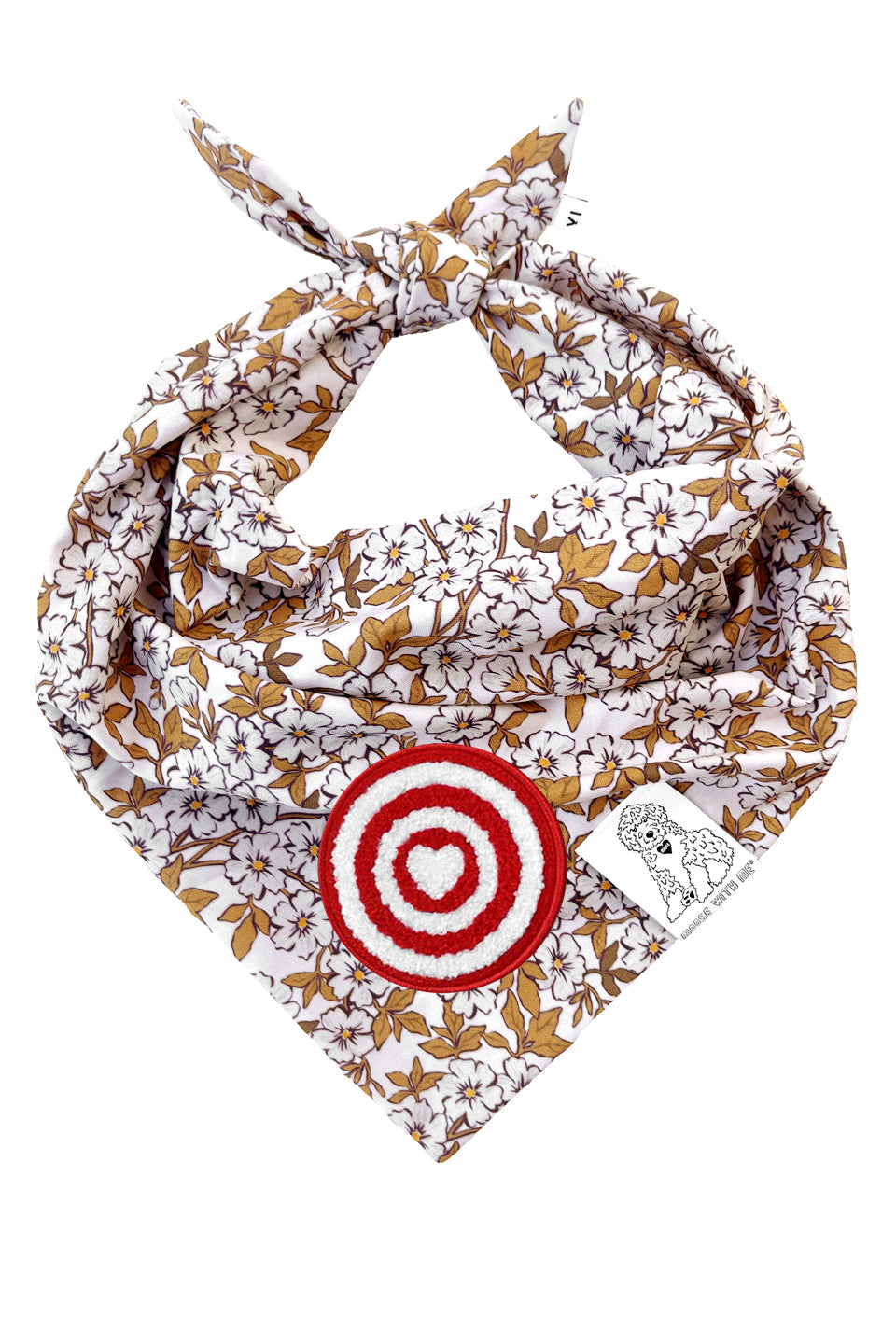 Dog Bandana Floral - Cream - Customize by adding Interchangeable Velcro Embroidered Patches
