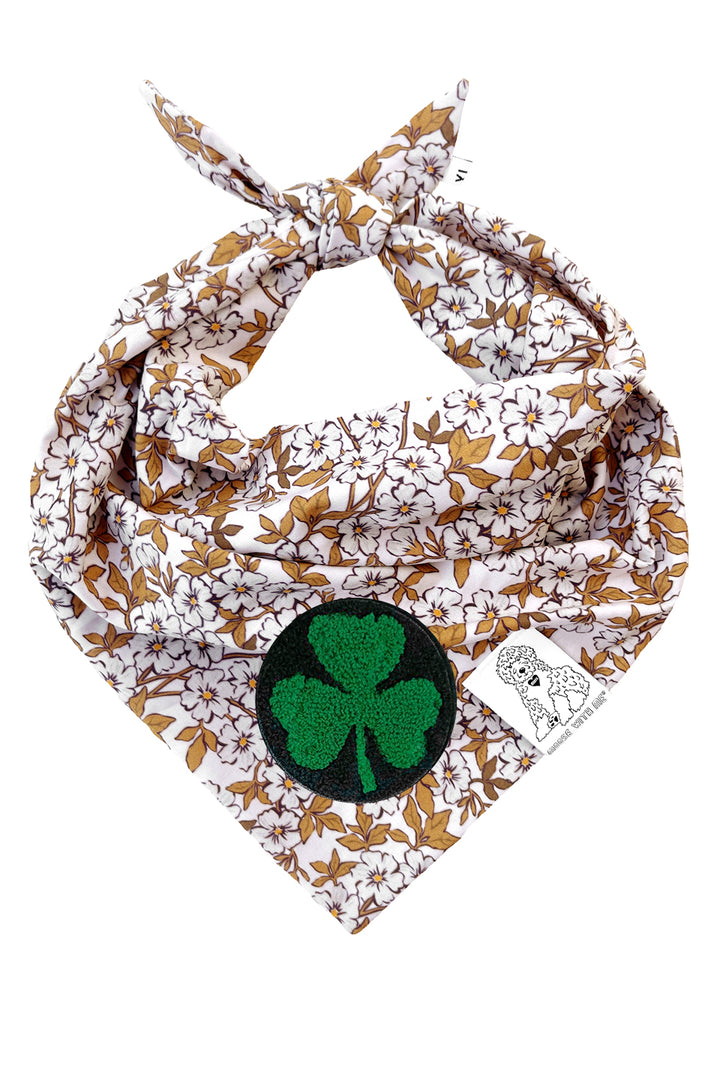 Dog Bandana Floral - Cream - Customize by adding Interchangeable Velcro Embroidered Patches