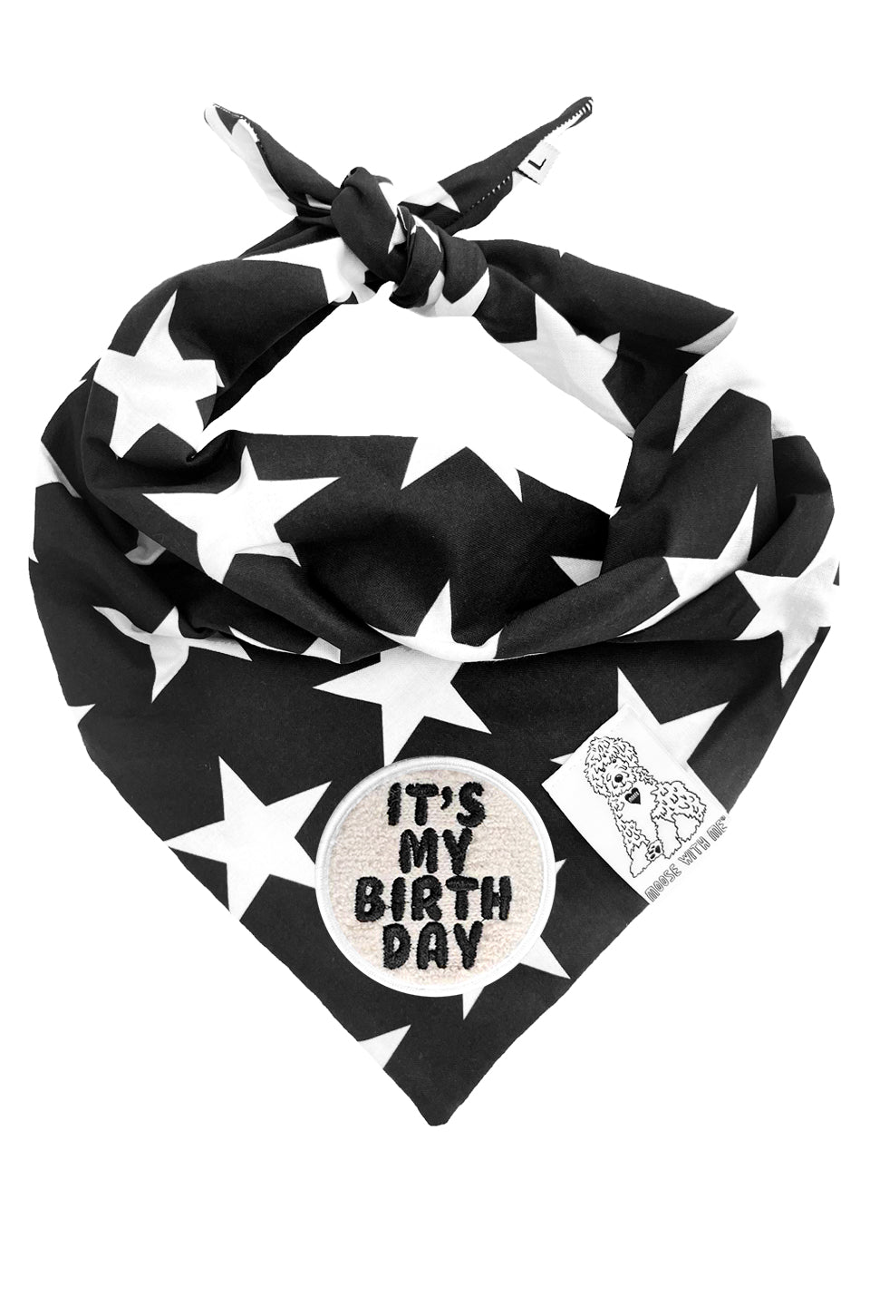 Dog Bandana Star - Black - Customize by adding Interchangeable Velcro Embroidered Patches