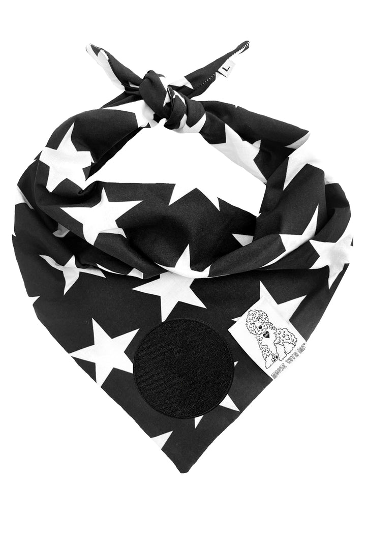 Dog Bandana Star - Black - Customize by adding Interchangeable Velcro Embroidered Patches