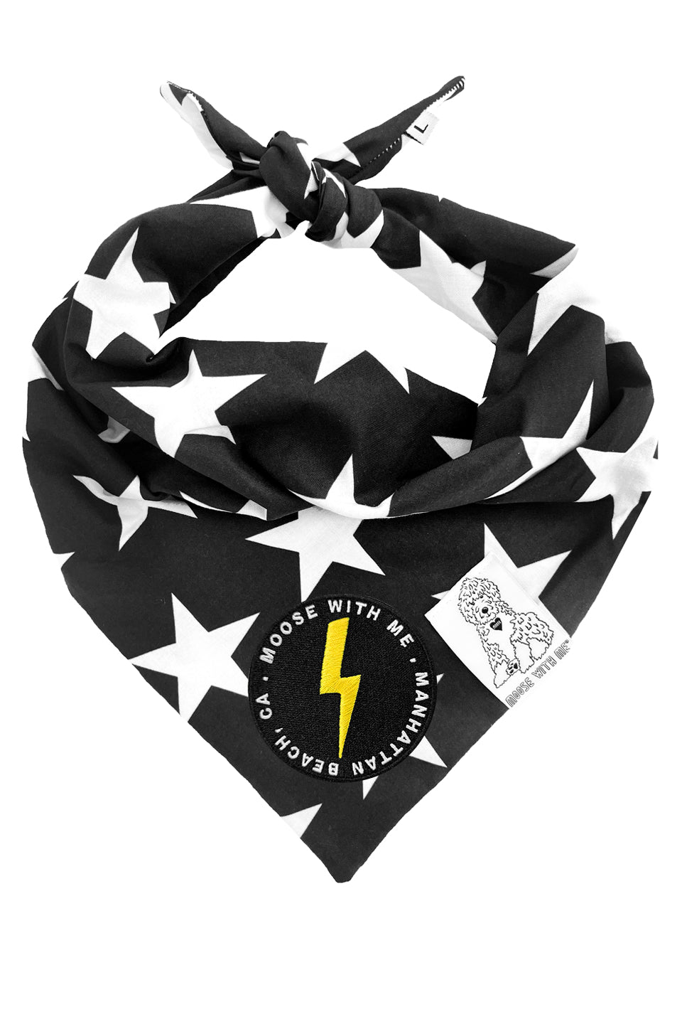 Dog Bandana Star - Black - Customize by adding Interchangeable Velcro Embroidered Patches