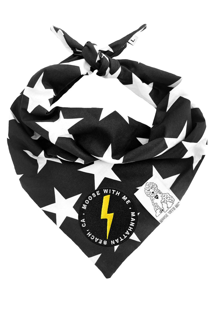 Dog Bandana Star - Black - Customize by adding Interchangeable Velcro Embroidered Patches