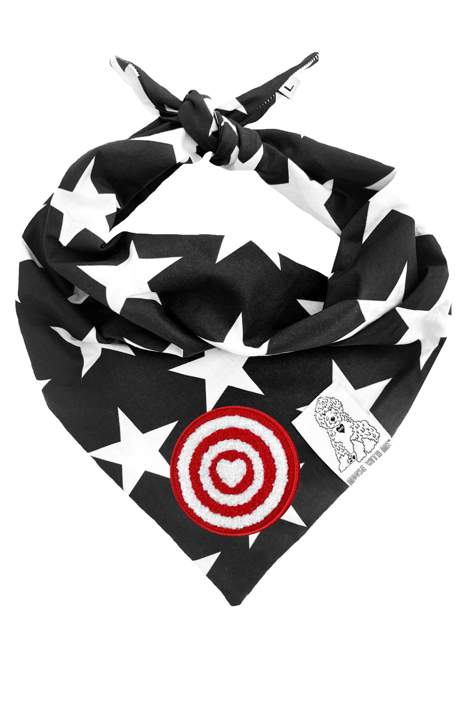 Dog Bandana Star - Black - Customize by adding Interchangeable Velcro Embroidered Patches