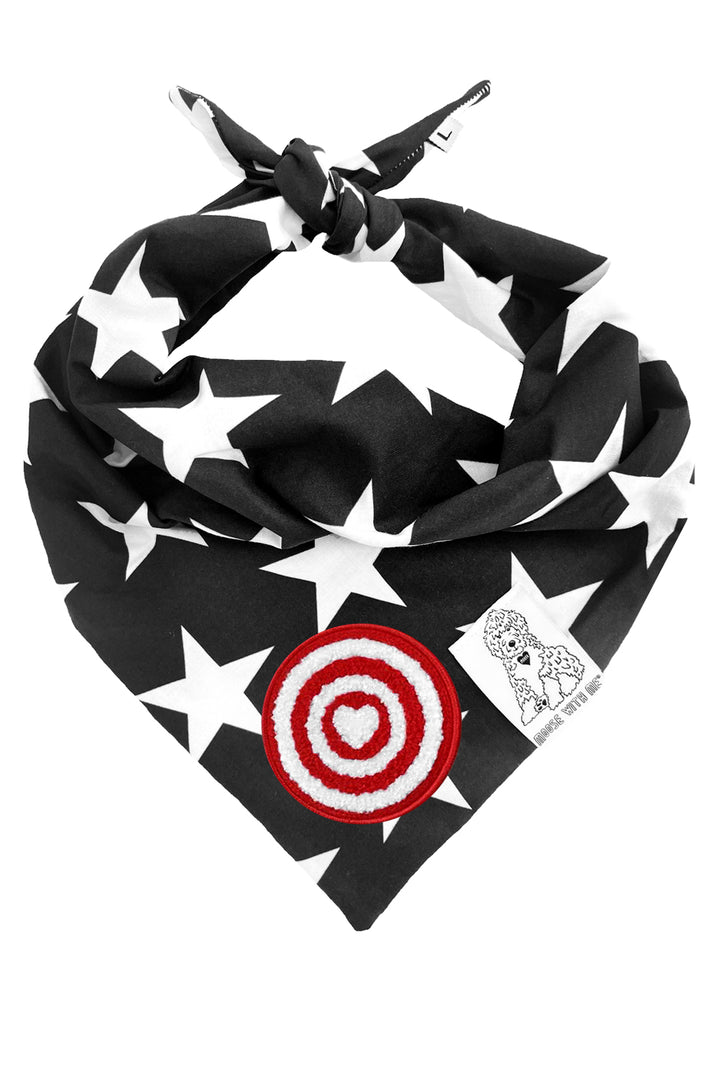Dog Bandana Star - Black - Customize by adding Interchangeable Velcro Embroidered Patches