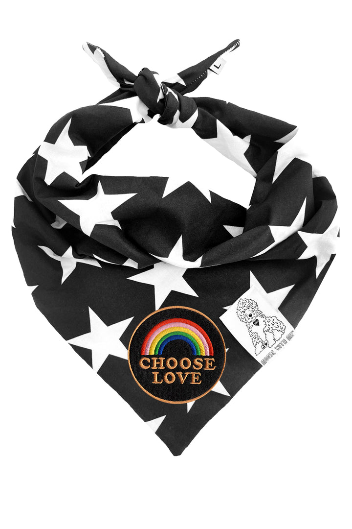 Dog Bandana Star - Black - Customize by adding Interchangeable Velcro Embroidered Patches