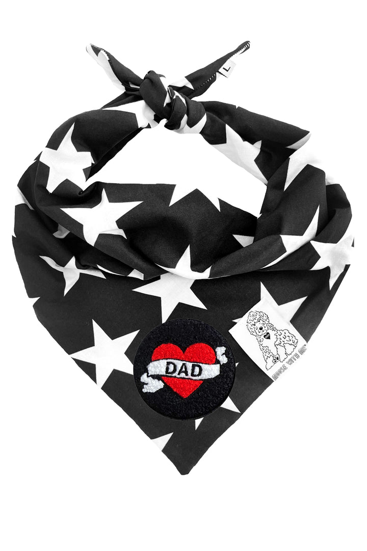 Dog Bandana Star - Black - Customize by adding Interchangeable Velcro Embroidered Patches