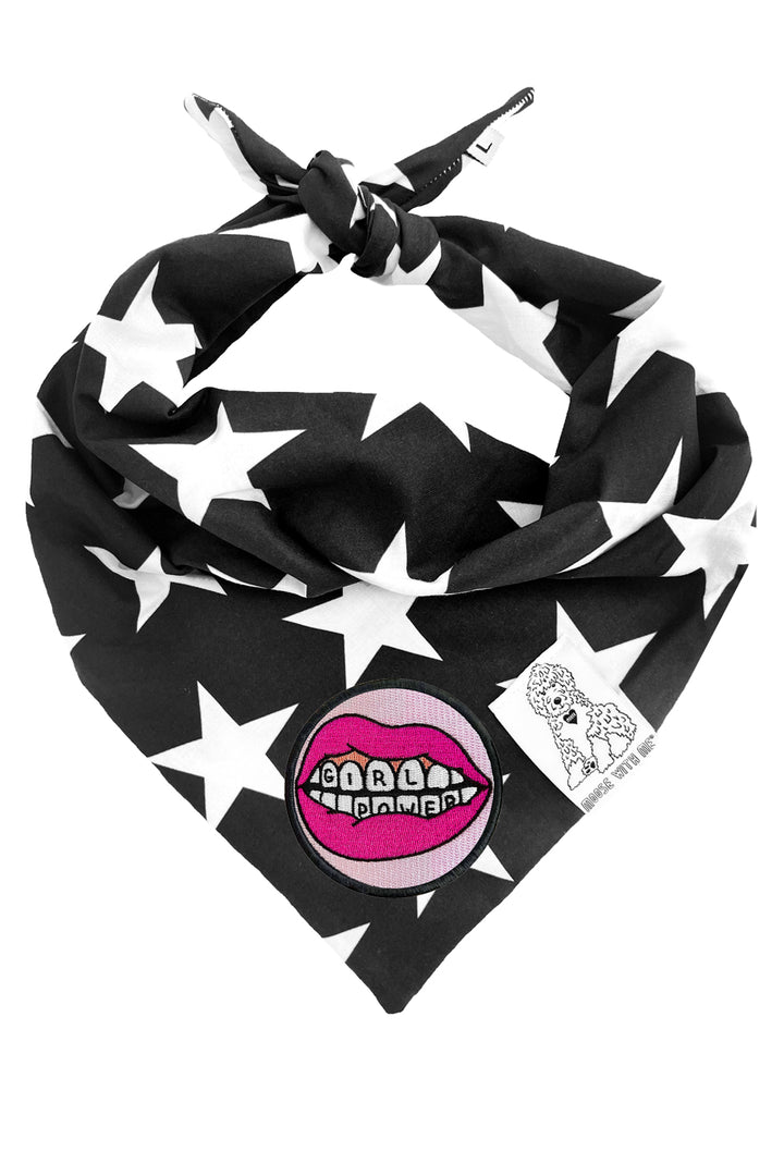 Dog Bandana Star - Black - Customize by adding Interchangeable Velcro Embroidered Patches