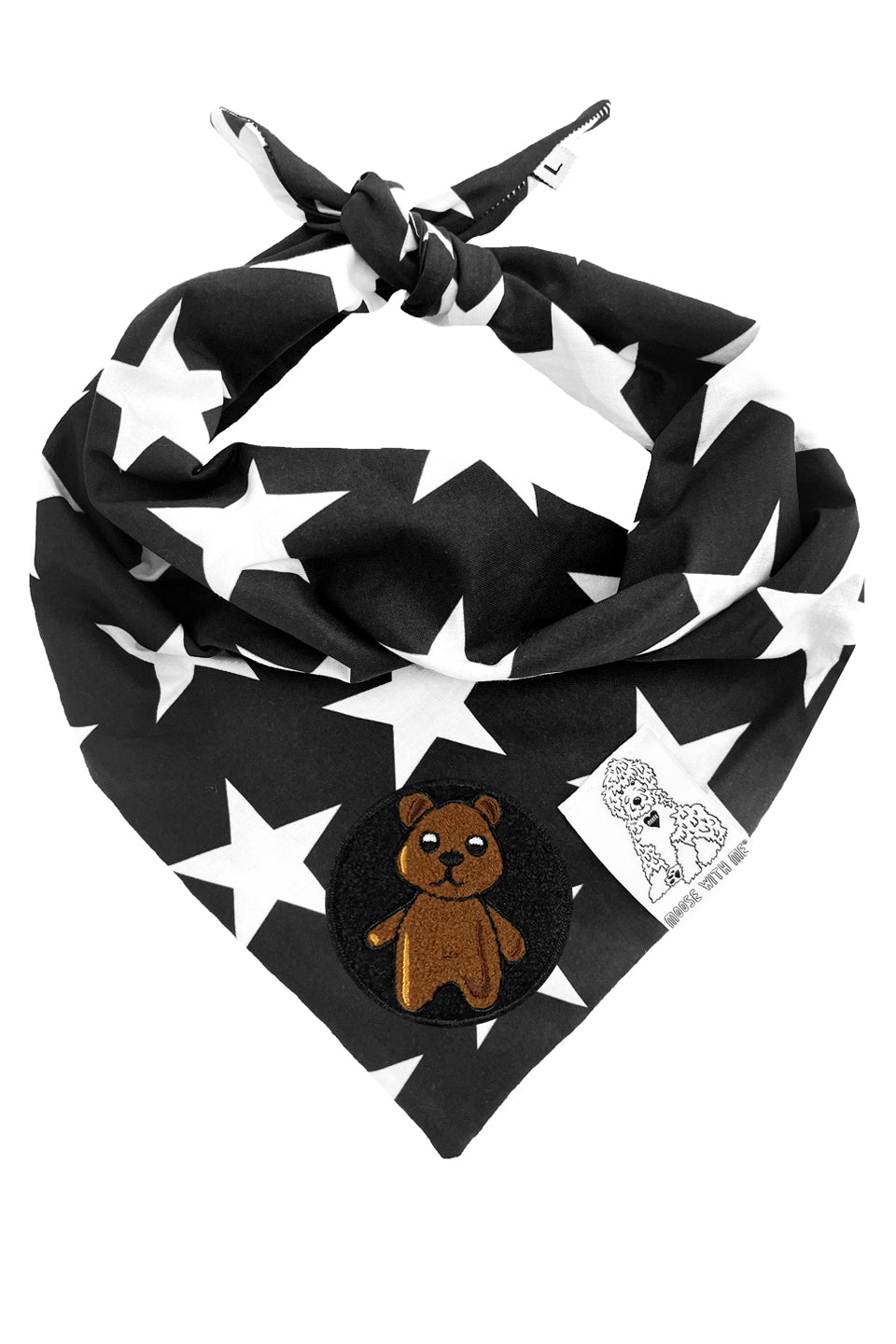 Dog Bandana Star - Black - Customize by adding Interchangeable Velcro Embroidered Patches