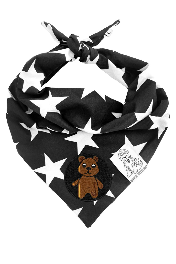 Dog Bandana Star - Black - Customize by adding Interchangeable Velcro Embroidered Patches