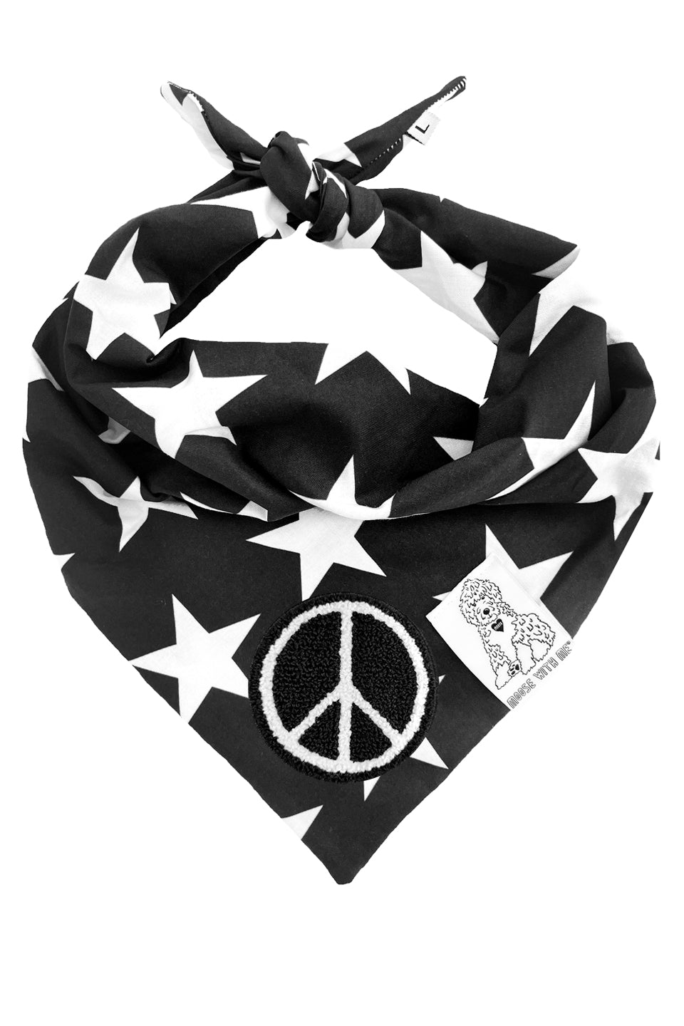 Dog Bandana Star - Black - Customize by adding Interchangeable Velcro Embroidered Patches
