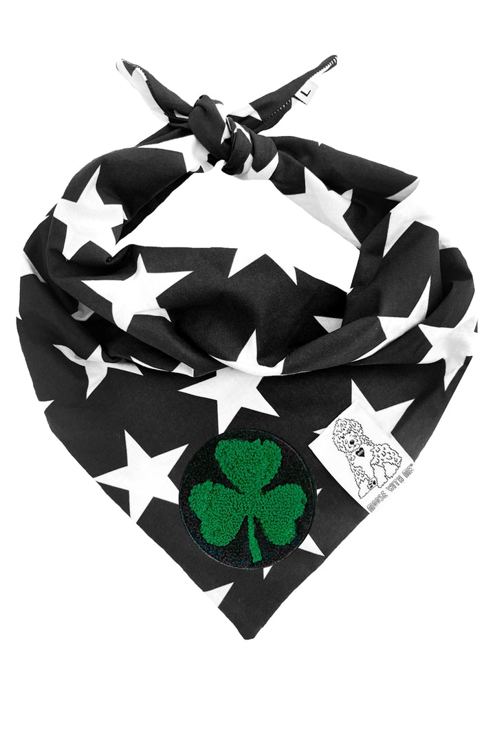 Dog Bandana Star - Black - Customize by adding Interchangeable Velcro Embroidered Patches