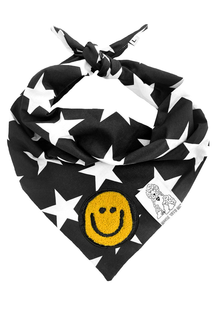 Dog Bandana Star - Black - Customize by adding Interchangeable Velcro Embroidered Patches