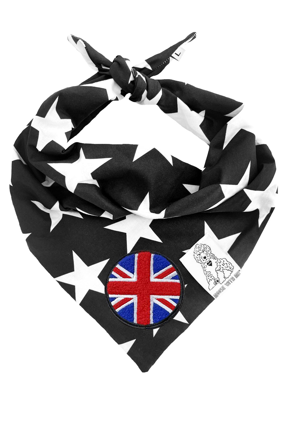 Dog Bandana Star - Black - Customize by adding Interchangeable Velcro Embroidered Patches