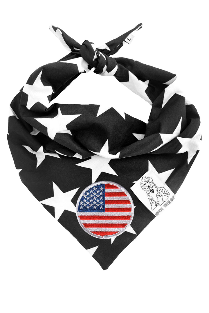 Dog Bandana Star - Black - Customize by adding Interchangeable Velcro Embroidered Patches