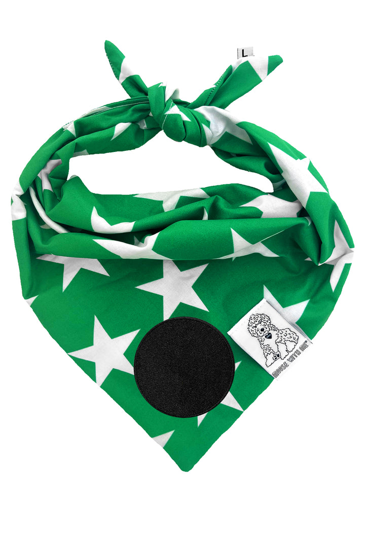 Dog Bandana Star - Green - Customize by adding Interchangeable Velcro Embroidered Patches