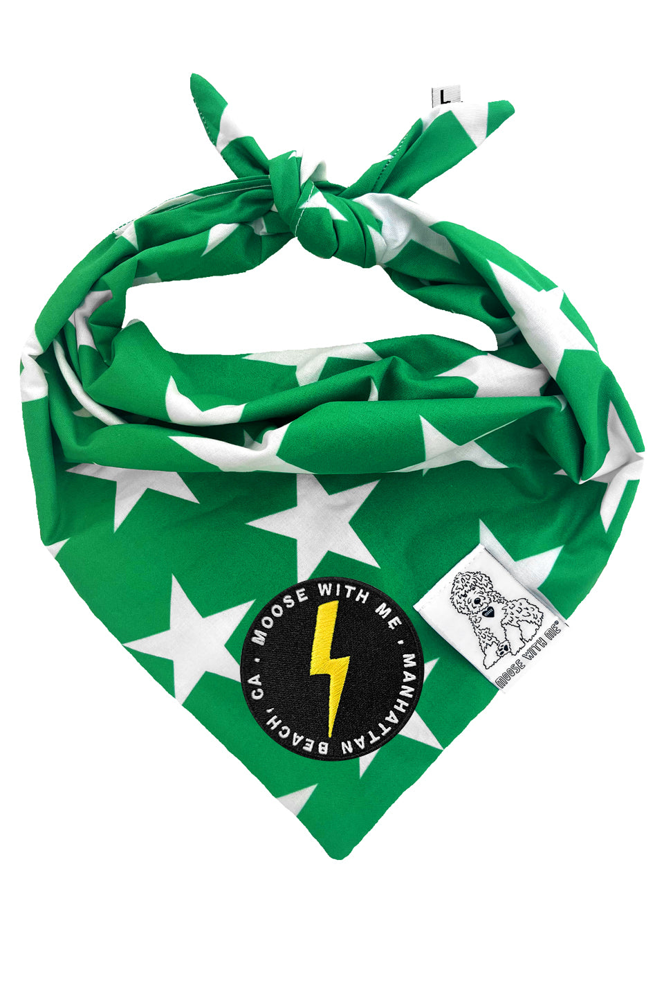 Dog Bandana Star - Green - Customize by adding Interchangeable Velcro Embroidered Patches