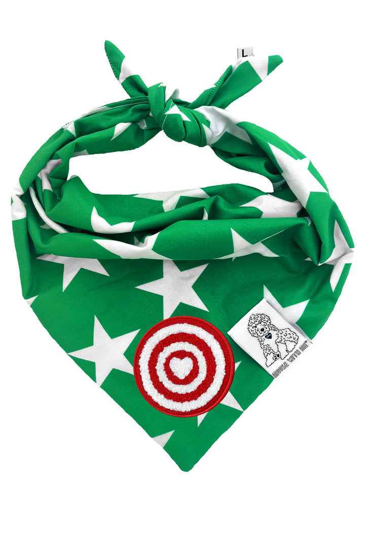Dog Bandana Star - Green - Customize by adding Interchangeable Velcro Embroidered Patches