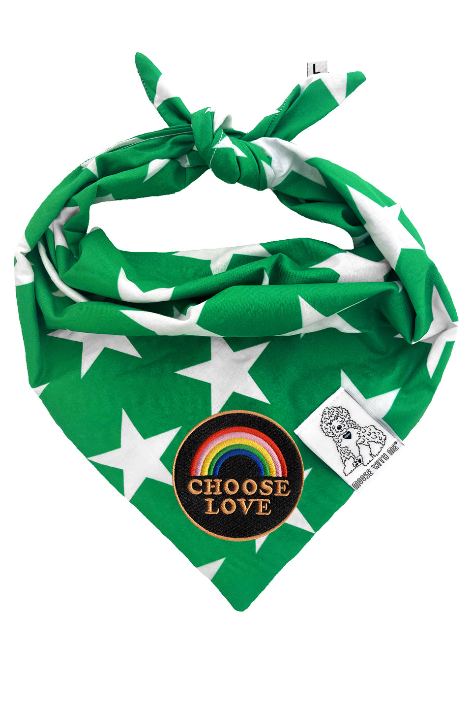 Dog Bandana Star - Green - Customize by adding Interchangeable Velcro Embroidered Patches