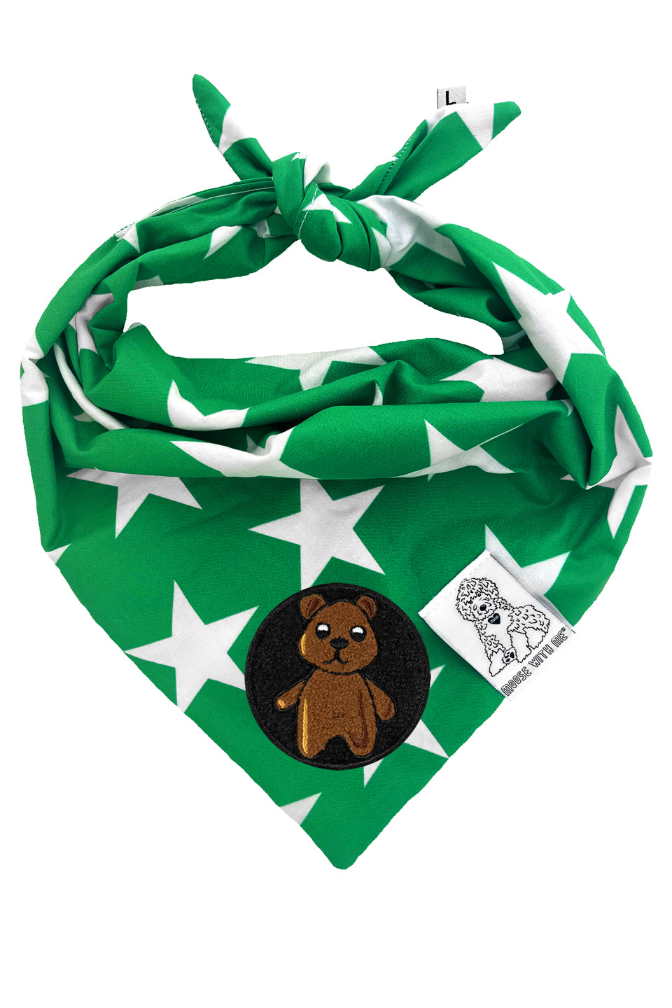 Dog Bandana Star - Green - Customize by adding Interchangeable Velcro Embroidered Patches