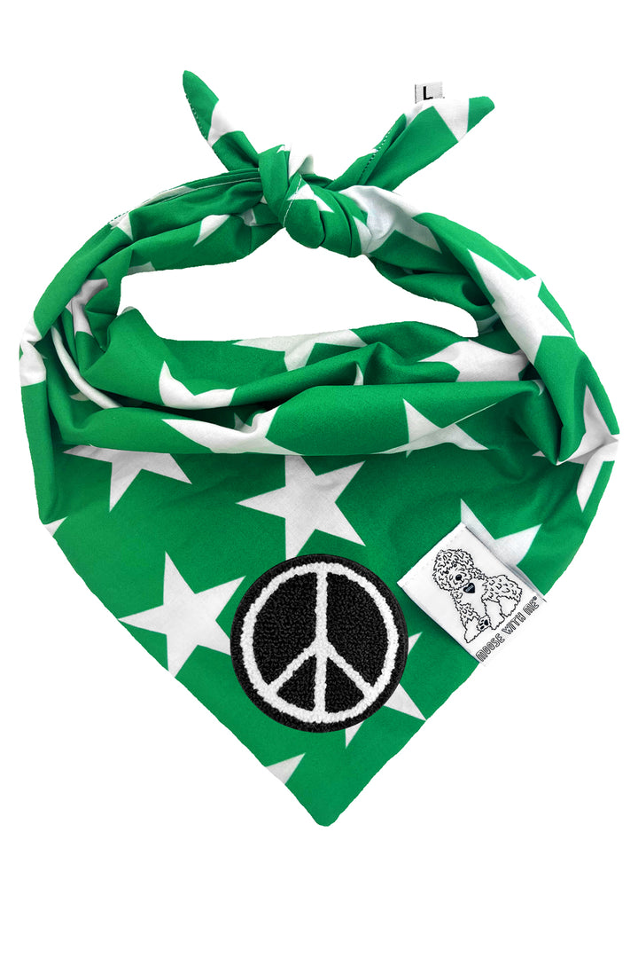 Dog Bandana Star - Green - Customize by adding Interchangeable Velcro Embroidered Patches