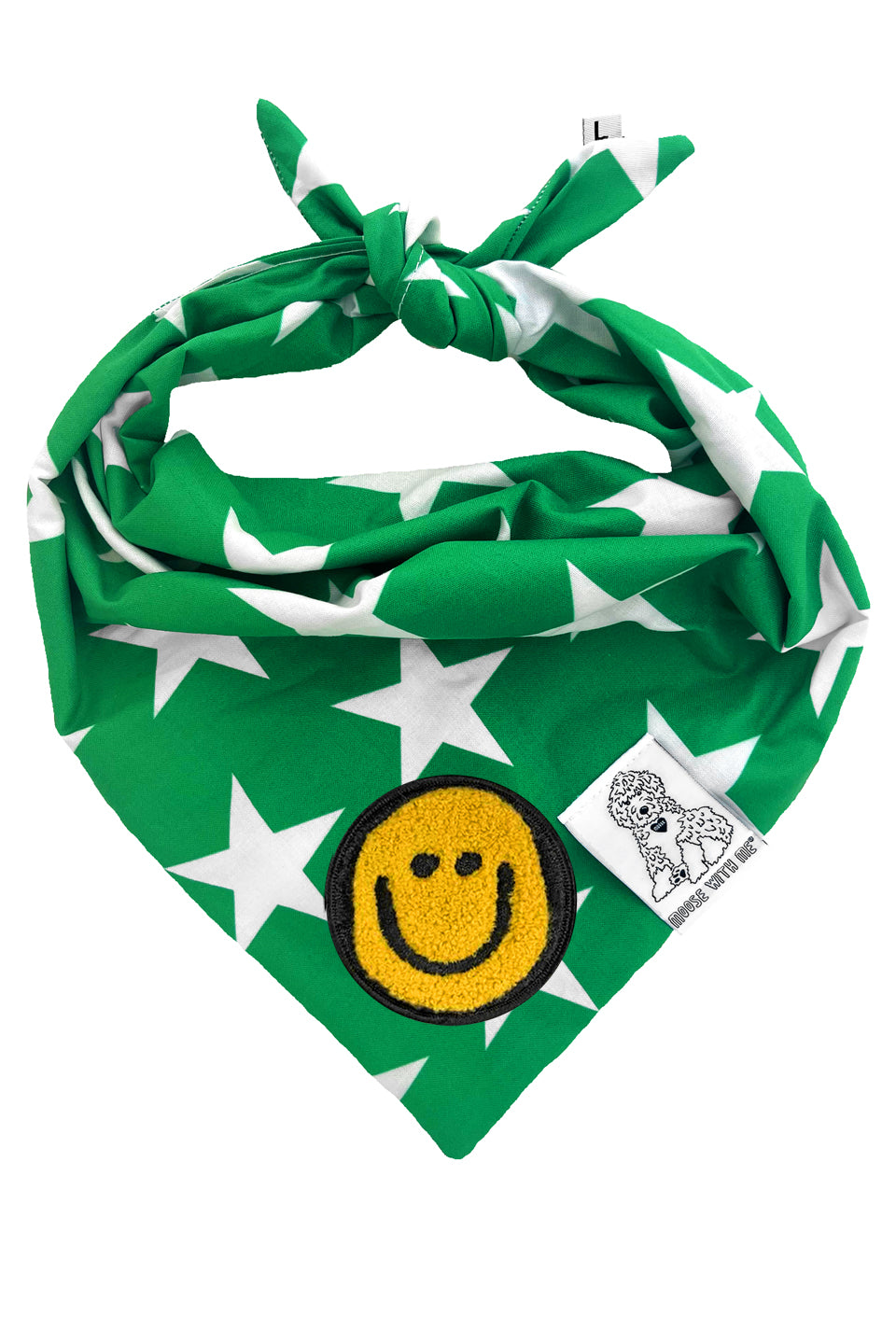Dog Bandana Star - Green - Customize by adding Interchangeable Velcro Embroidered Patches