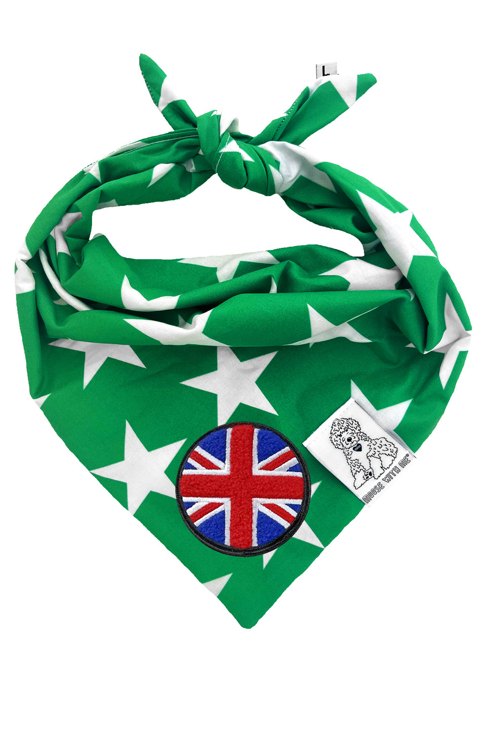 Dog Bandana Star - Green - Customize by adding Interchangeable Velcro Embroidered Patches