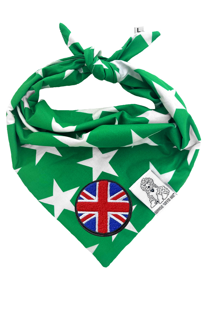 Dog Bandana Star - Green - Customize by adding Interchangeable Velcro Embroidered Patches