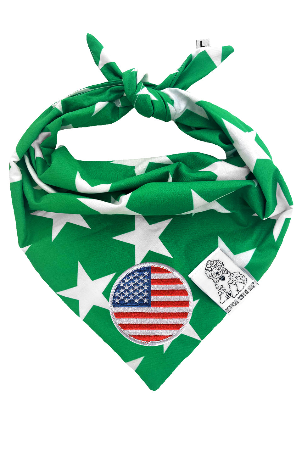 Dog Bandana Star - Green - Customize by adding Interchangeable Velcro Embroidered Patches