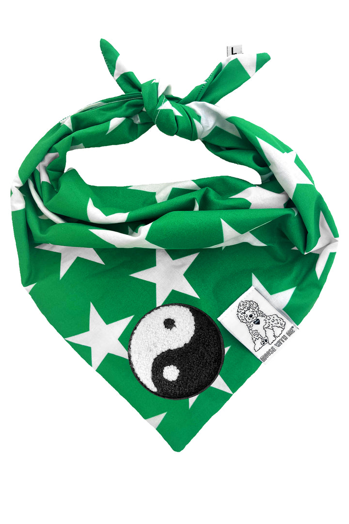 Dog Bandana Star - Green - Customize by adding Interchangeable Velcro Embroidered Patches