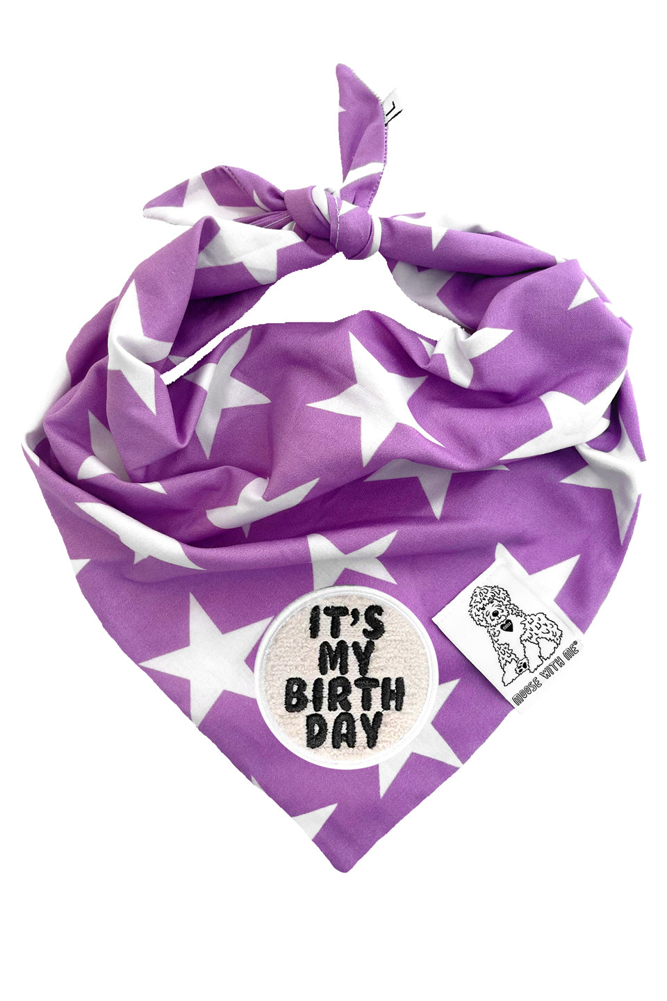 Dog Bandana Star - Purple - Customize by adding Interchangeable Velcro Embroidered Patches
