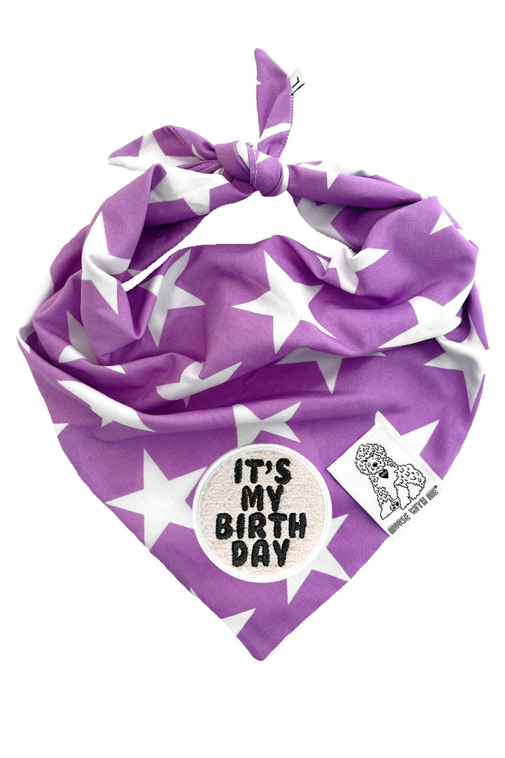 Dog Bandana Star - Purple - Customize by adding Interchangeable Velcro Embroidered Patches