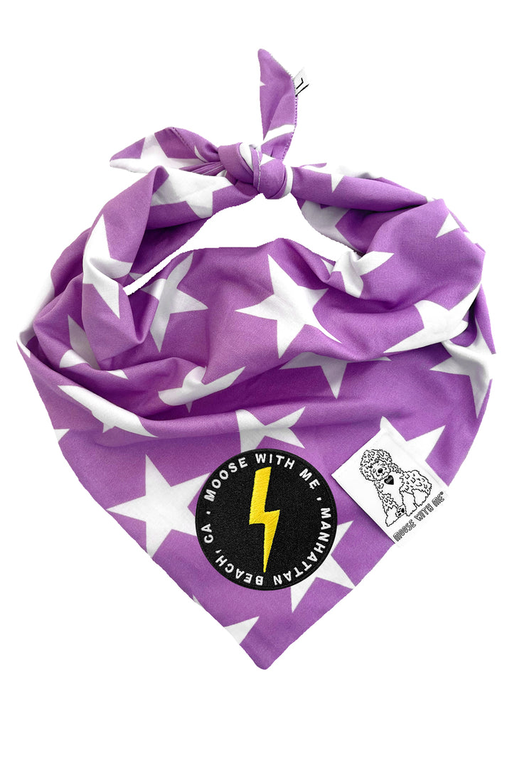 Dog Bandana Star - Purple - Customize by adding Interchangeable Velcro Embroidered Patches