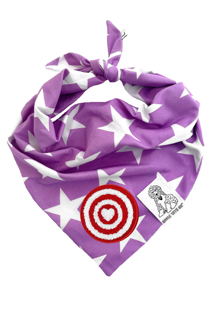 Dog Bandana Star - Purple - Customize by adding Interchangeable Velcro Embroidered Patches
